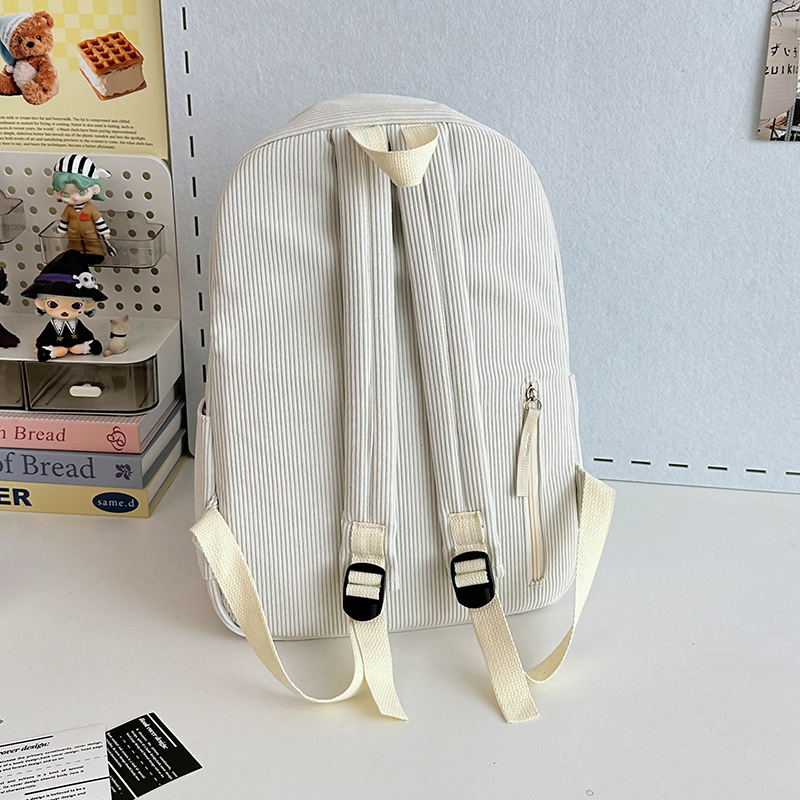 Cartoon dog corduroy girls' schoolbag 2024 New style cute bow backpack, high school and college students' backpack Specification drawing