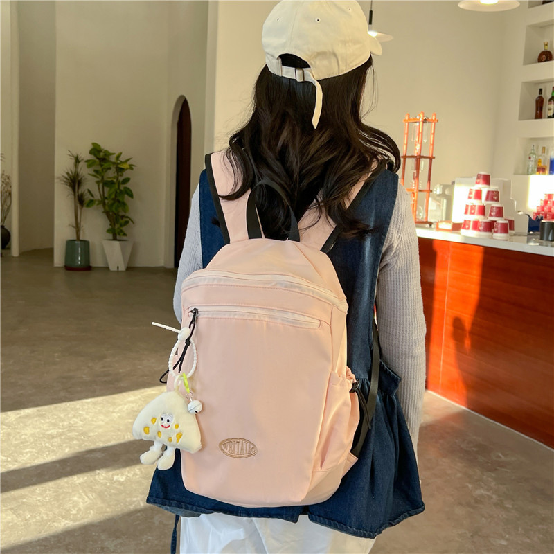High appearance level mini backpack for girls, simple and versatile Korean-style solid-color small schoolbag, Japanese-style college girl backpack full figure