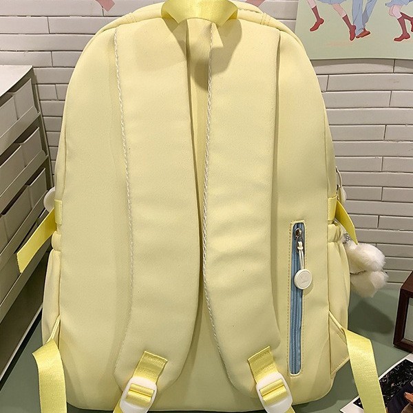 A new high-appeal, fresh and sweet macaron-colored tutorial bag for junior and senior high school students, a lightweight travel backpack with large capacity Specification drawing