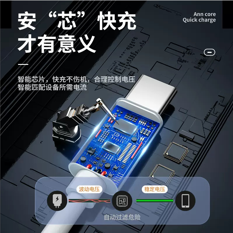 Dual Type-C data cable, 100w data cable, suitable for Apple iPhone15 charging cable PD100Wc to c cable Specification drawing