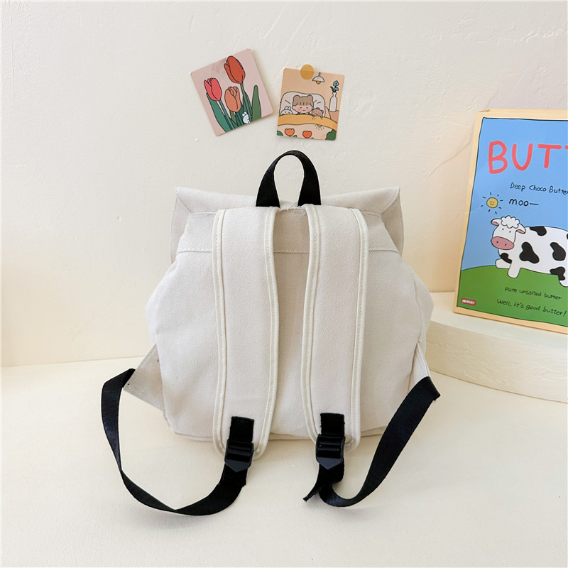 Japanese-style cartoon puppy canvas backpack 2024 New style, cute and trendy, a small schoolbag for kindergarten kids in grades 3-6 Specification drawing