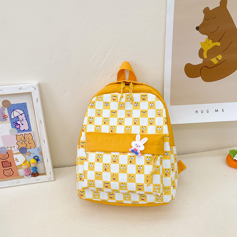 New Korean-style fashionable checkered Instagram backpacks for kindergarten students, stylish travel backpacks for boys and girls details Picture