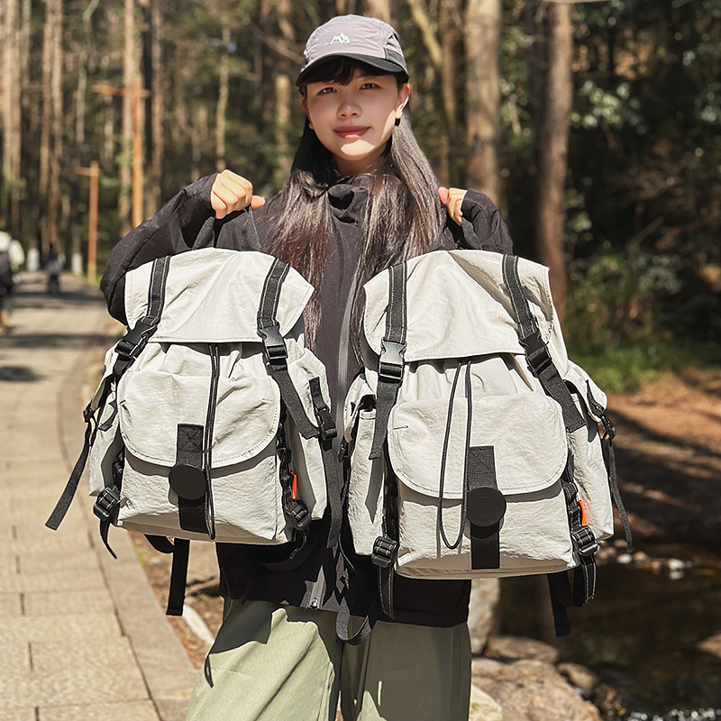 New mountain series outdoor backpacks for men, lightweight hiking and mountain climbing, large-capacity drawstring flip cover backpacks for women details Picture