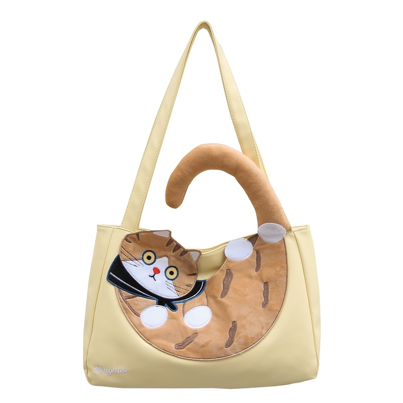 Large-capacity cat bag for women, 2024 new ins Japanese style versatile cartoon shoulder bag, student tote bag for class Item Picture