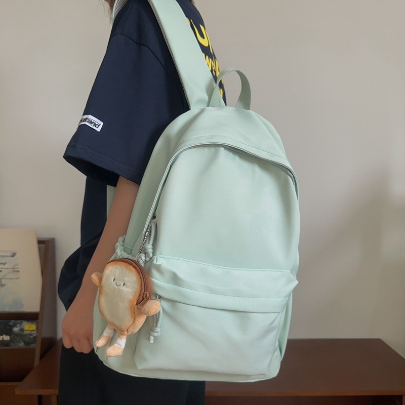 Forest-style ins style, high appearance level, large capacity solid color schoolbag, casual and versatile backpack, commuting, class and tutorial backpack details Picture