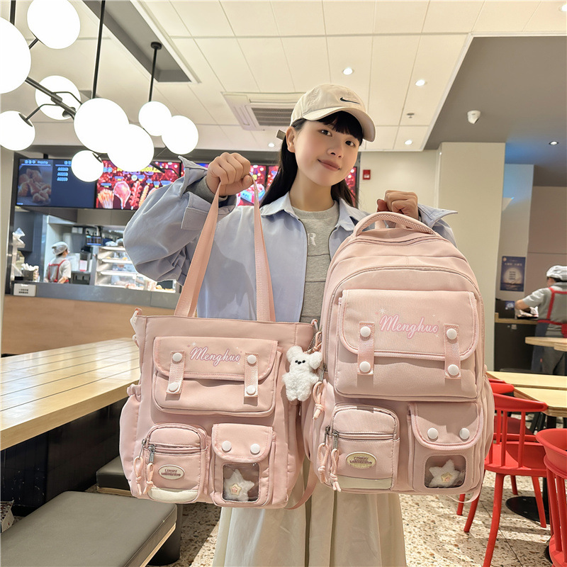 The college's cute large-capacity computer schoolbags for junior and senior high school students, casual and versatile backpacks, sweet commuting and after-school tutoring bags full figure
