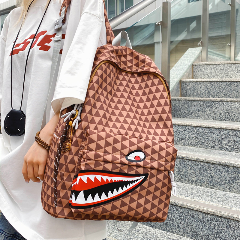 New Korean-style checkered backpack, casual and trendy large-capacity computer bag, and schoolbag for primary and secondary school students, junior high school and senior high school Specification drawing