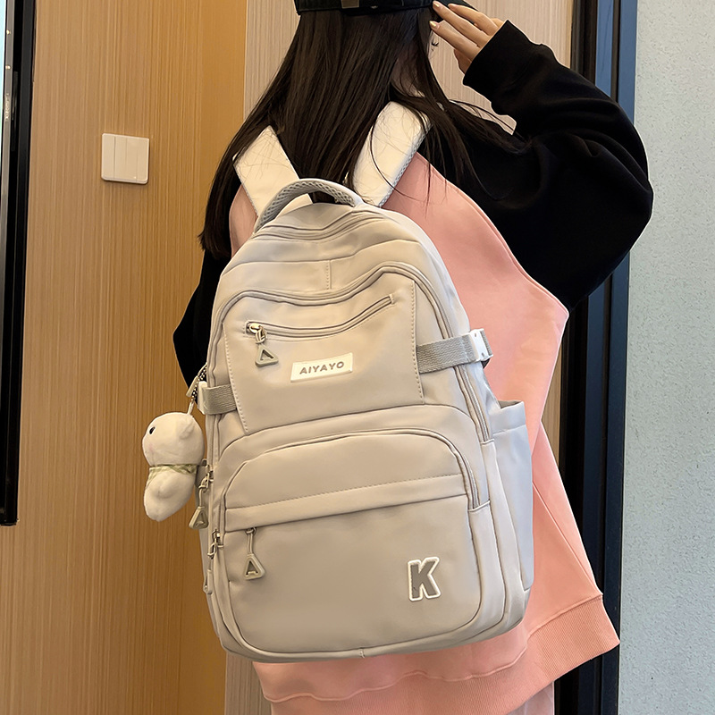 Large-capacity schoolbag for girls, Korean version of forest-themed college style, junior and senior high school student backpack, multi-layered primary school student backpack details Picture
