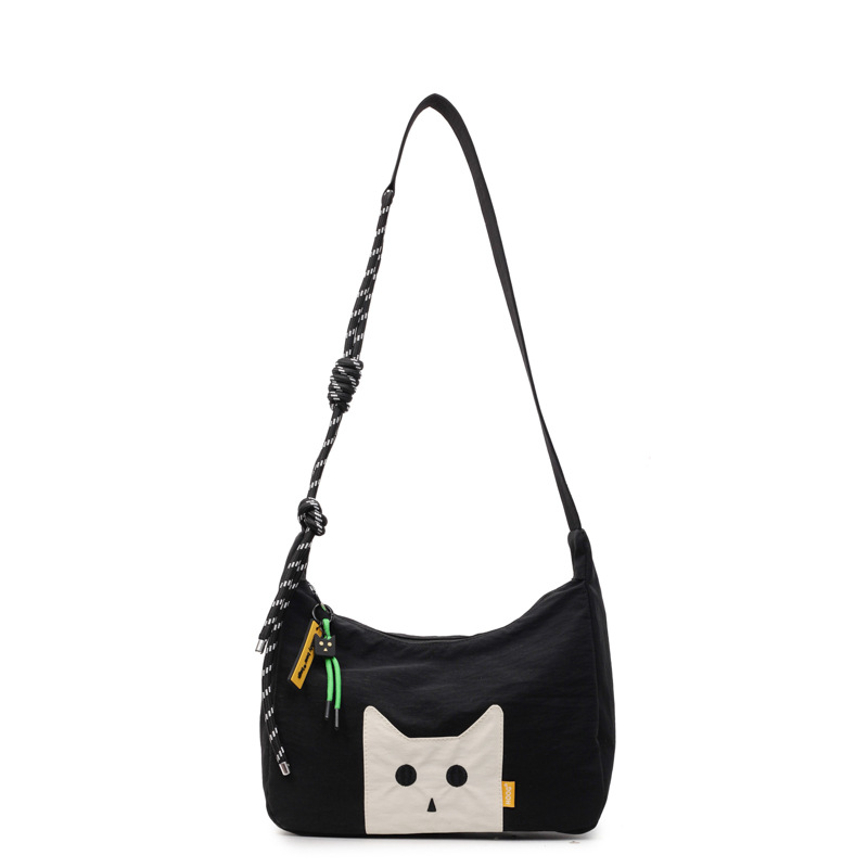 The new Japanese-style cute cat tote bag with a high-end feel is a casual, simple, lightweight and versatile crossbody bag for commuting Item Picture