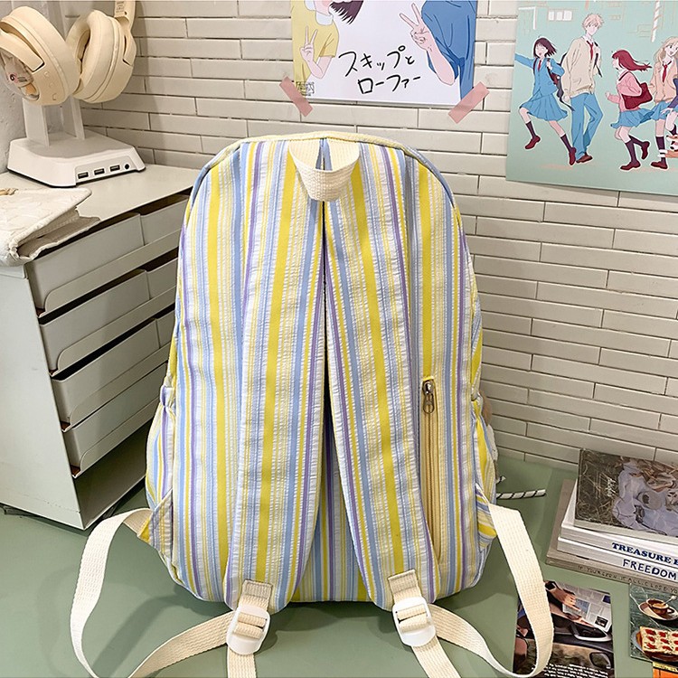 Japanese-style school striped schoolbag for junior and senior high school students, girls' Instagram niche design single-shoulder bag, versatile and casual backpack Specification drawing
