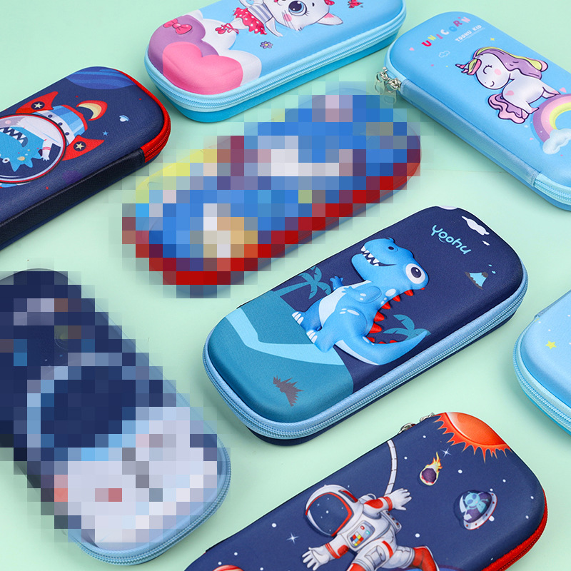 New cartoon large-capacity pen case for primary school students, 3D children's zipper stationery box, prizes, cute and creative space bag details Picture