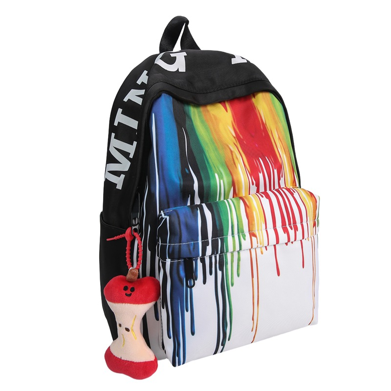 A new high-appearure-level Japanese ins rainbow graffiti backpack for junior and senior high school students, a casual, lightweight and large-capacity backpack Item Picture