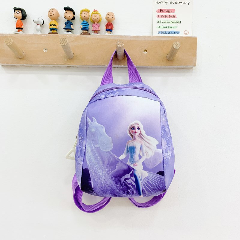 Simple cartoon children's kindergarten schoolbag, girl Frozen, girl Elsa Princess cartoon, 3-6 years old girl, double shoulders Specification drawing
