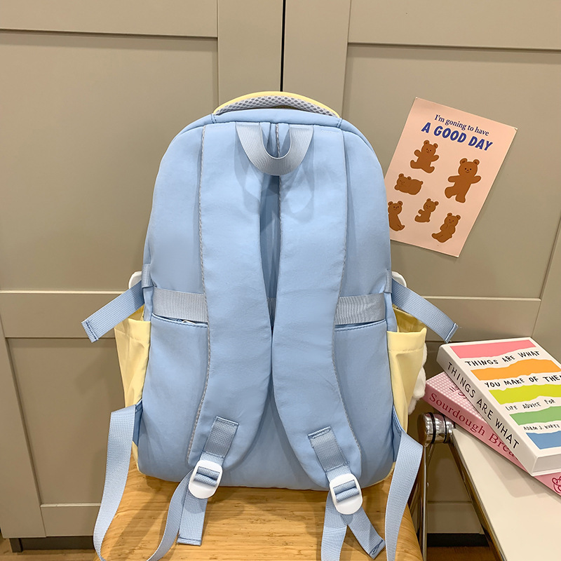 High-appearance-level color-blocking schoolbag for female junior high school students and primary school students in grades three to six, large-capacity multi-layer lightweight and load-reducing backpack Specification drawing