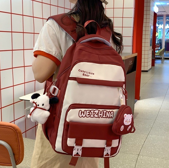 High-appearancy-level ins backpack, cute schoolbag, large-capacity backpack for female primary school students in grades three to five and six and junior high school students full figure