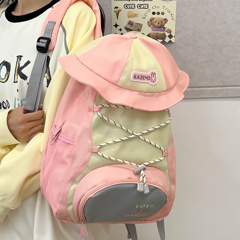 Korean-style niche backpacks, college students' fisherman hat backpacks, cute primary school students' large-capacity lightweight schoolbags for junior and senior high school students full figure