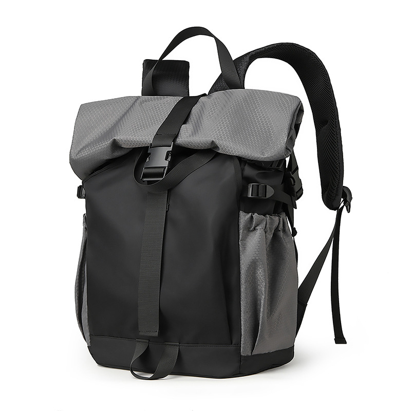 Men's high-end functional backpack, cycling backpack, cool folding rolled-up shoulder, outdoor travel bag Item Picture