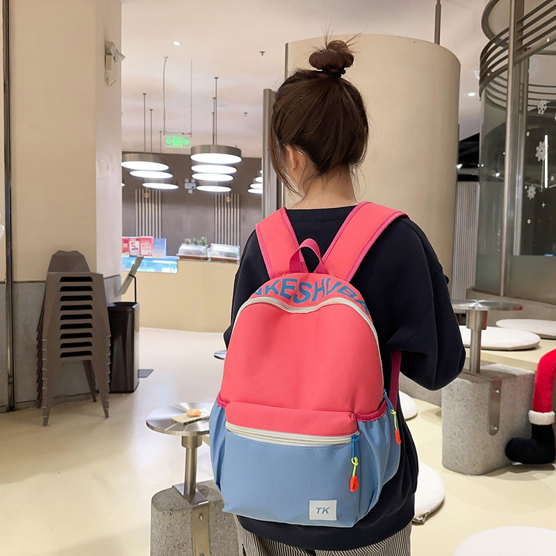 2025 New high appearance level college student schoolbag, Korean-style girl color-blocking fashionable single-shoulder bag, casual and versatile backpack full figure