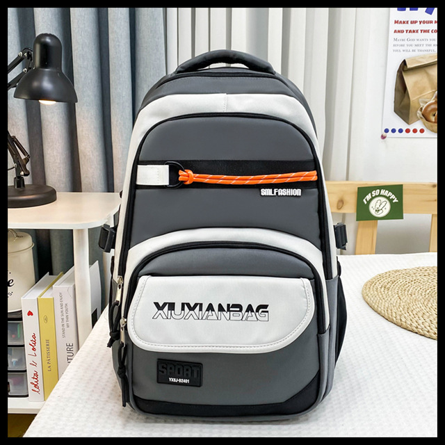 Korean-style color-blocking large-capacity schoolbag, trendy and versatile travel computer backpack, lightweight and suitable for both men and women, casual backpack details Picture