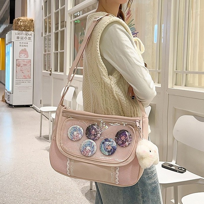Summer new large-capacity college style sweet and cool girls crossbody bag, high appearance level ballet style girls' single-shoulder bag details Picture