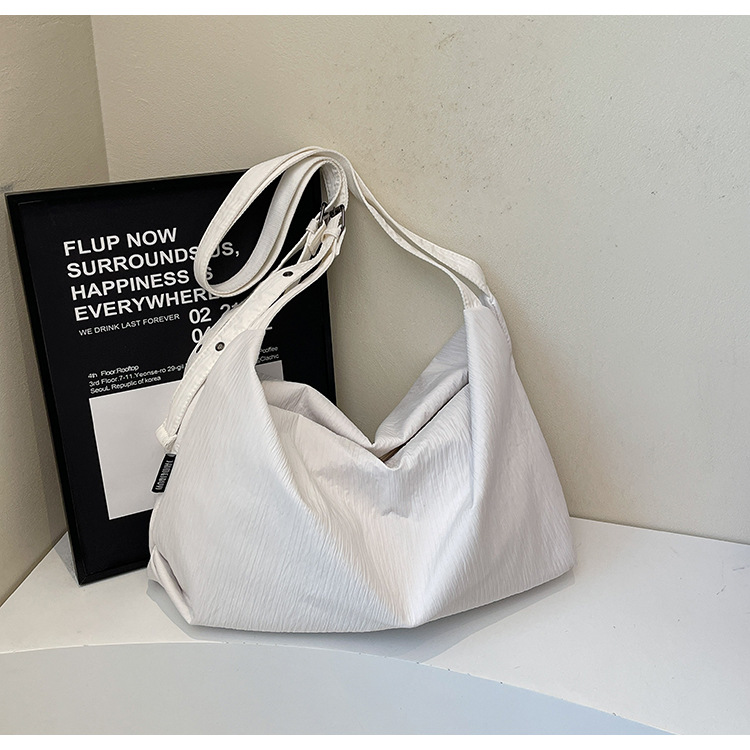 Lazy style large-capacity bag, summer pleated solid color single-shoulder bag, versatile commuting underarm bag, casual and simple tote bag Specification drawing