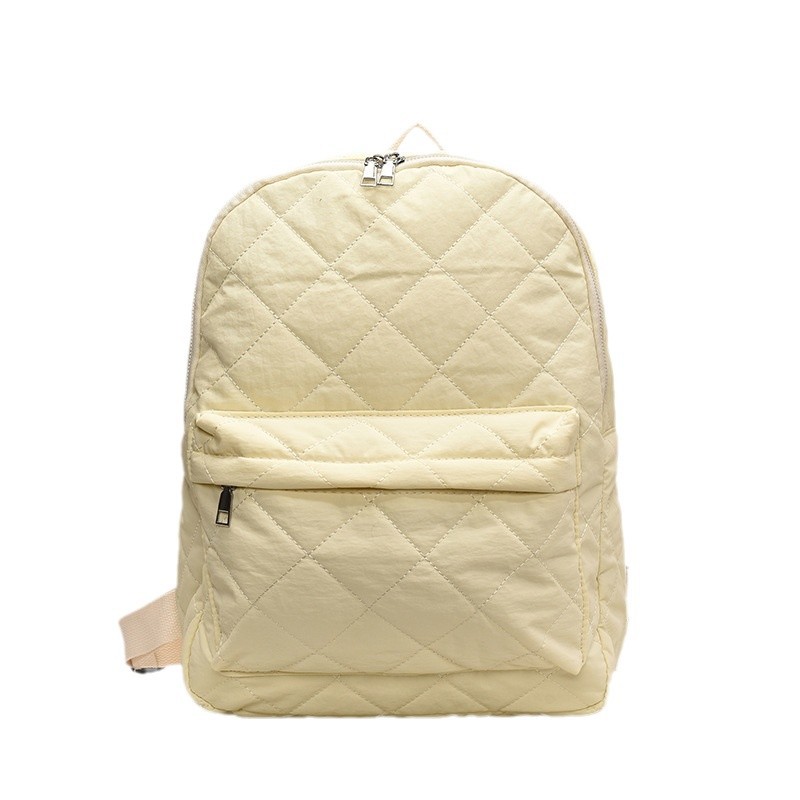A versatile and casual backpack with a unique foreign trade diamond-patterned embroidery thread. It is a large-capacity, fashionable and casual commuting bag for college students Item Picture