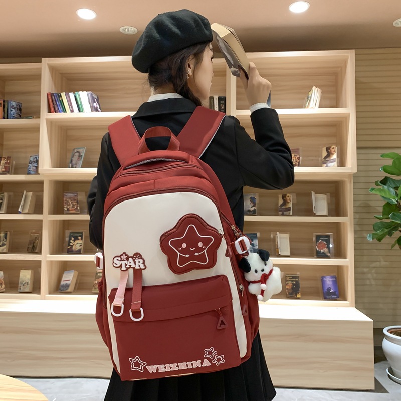 High-appearance-level schoolbag, Korean version of Instagram, Haraju-style backpack for primary school students from grades three to six, color-matched sweet backpack details Picture