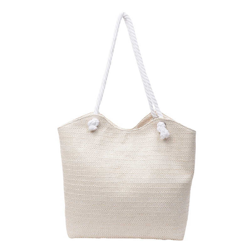 Summer rainbow straw woven bag, women's seaside vacation travel woven tote bag, large capacity single-shoulder commuting tote bag Item Picture