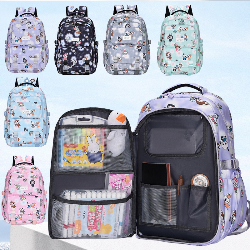 Fashionable cartoon-printed schoolbag for primary school students, cute for girls, large-capacity, lightweight and durable backpack for grades 3 to 6 full figure
