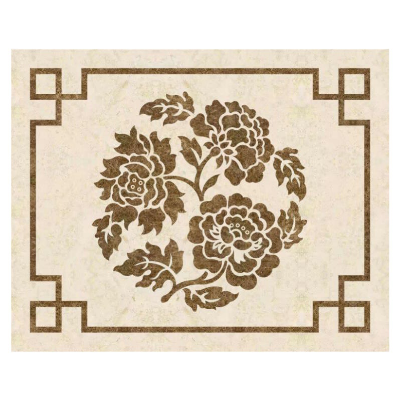 European-style indoor waterjet Mosaic peony-shaped natural marble living room floor corridor stone decorative floor flower Application Scenario