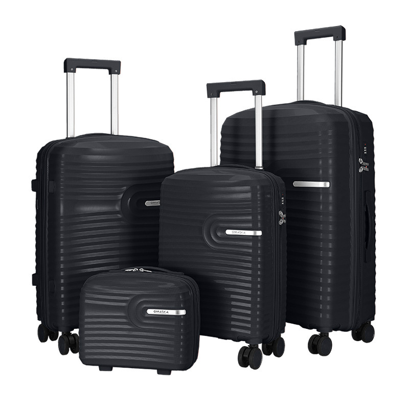 Customized PP trolley case cross-border trade PP hard shell case three-piece set 20, 24, 28 inch zipper style travel luggage Item Picture