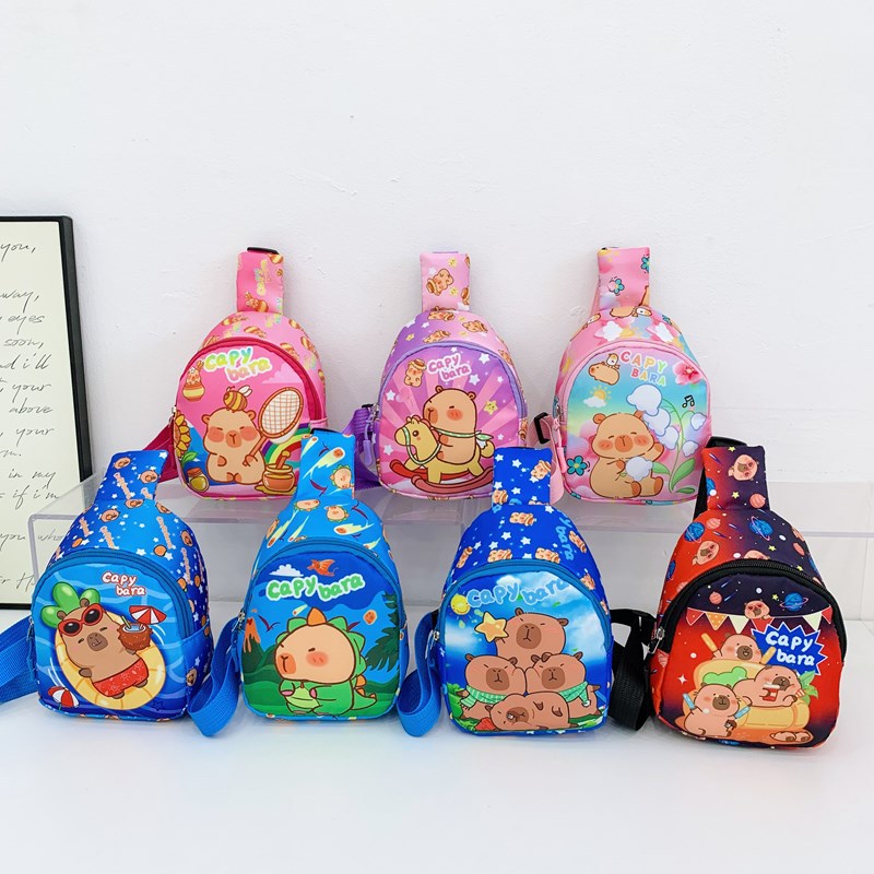 2025 New children's bag, Capibara cartoon chest bag, Capybara kindergarten boys' and girls' outdoor single-shoulder crossbody bag full figure