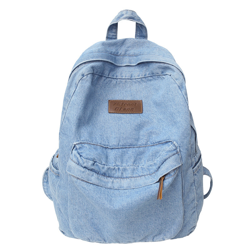 2022 New style schoolbag for boys, large capacity for high school students, denim for middle school students, Korean style casual backpack for girls Item Picture