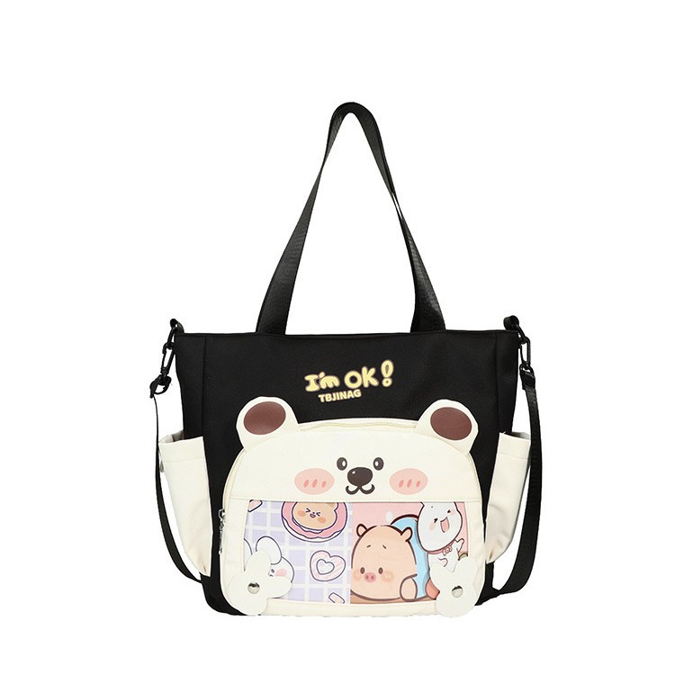 2025 New cute large-capacity commuter student tutorial bag, cartoon simple crossbody bag, high appearance level single-shoulder bag Item Picture
