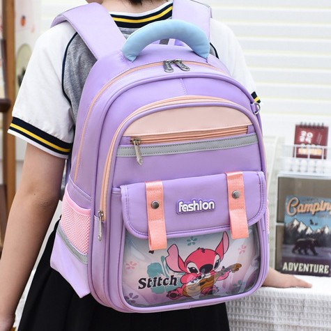 New high-quality, fresh and cute cartoon color-blocking backpacks for boys and girls in grades 1-3, lightweight backpacks full figure
