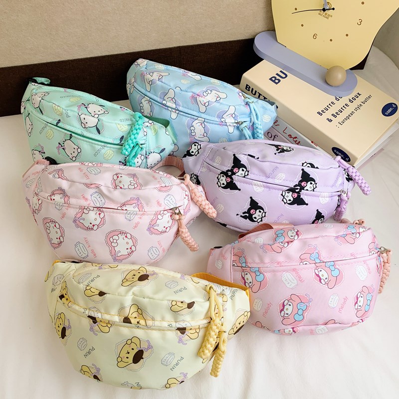 Cute children's waist bag for girls' outings 2024 new crossbody bag Cartoon fashion large-capacity children's trendy chest bag full figure