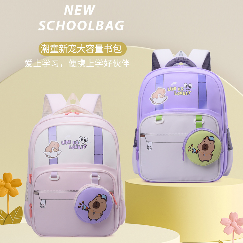 Cartoon and cute primary school backpacks for boys and girls, adorable first and second grade backpacks for children, fashionable and trendy new backpacks details Picture