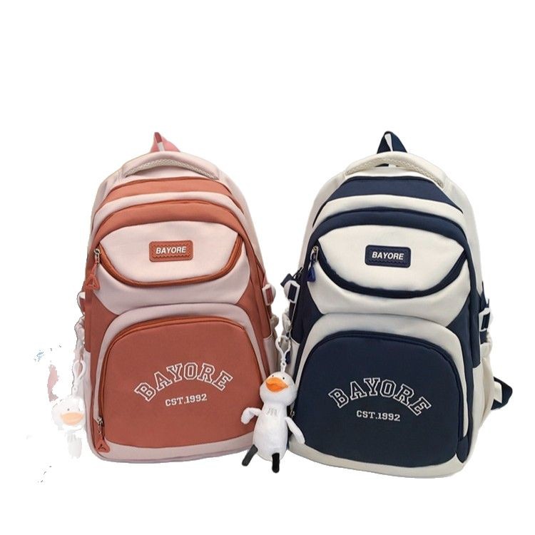 A simple and versatile travel backpack for female college students in Korean style, a large-capacity backpack for high school students with a masculine feel Item Picture
