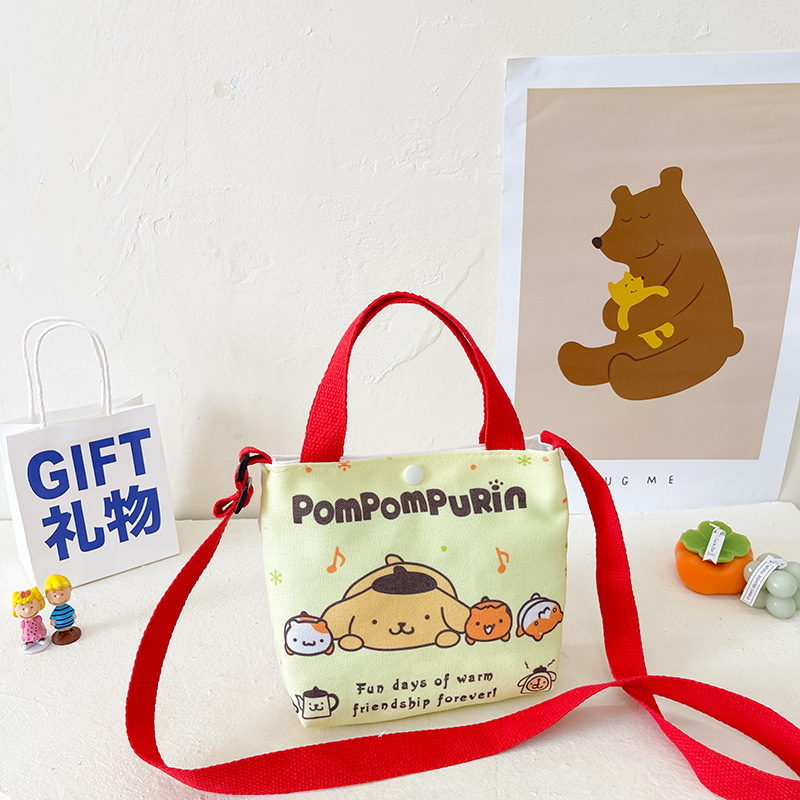 A cute girl's crossbody bag with comic graffiti, a large-capacity phone bag for parents and children, and a stylish canvas handbag for kids Specification drawing