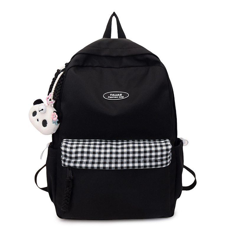 The new fresh and sweet checkered backpack is a casual, simple, lightweight and versatile large-capacity backpack for high school and junior high school students Item Picture