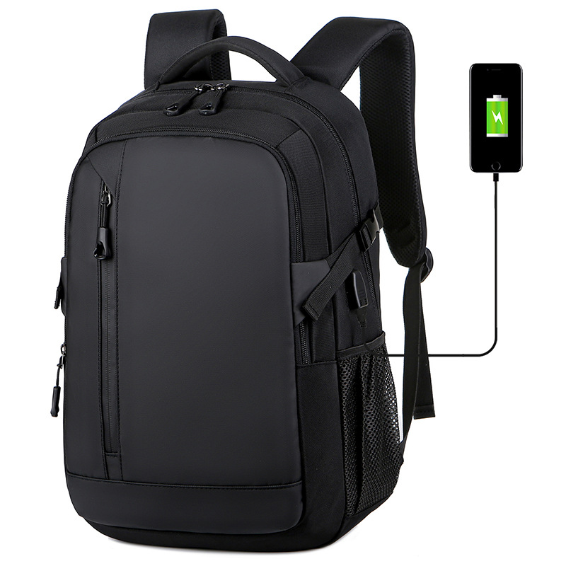 Cross-border large-capacity water-resistant leather film backpack, casual business computer backpack, commuting schoolbag, travel bag Item Picture