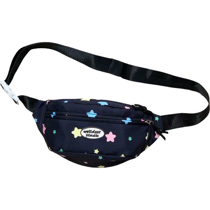 A fresh, sweet and cute star-printed chest bag for women, a new high-appearance-level light and sporty cycling crossbody bag with a forest style Item Picture