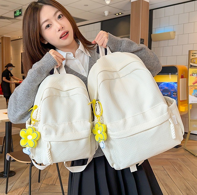 New Korean-style Harajuku ulzzang junior and senior high school student backpack in solid color, ins, fresh and simple spring outing backpack full figure