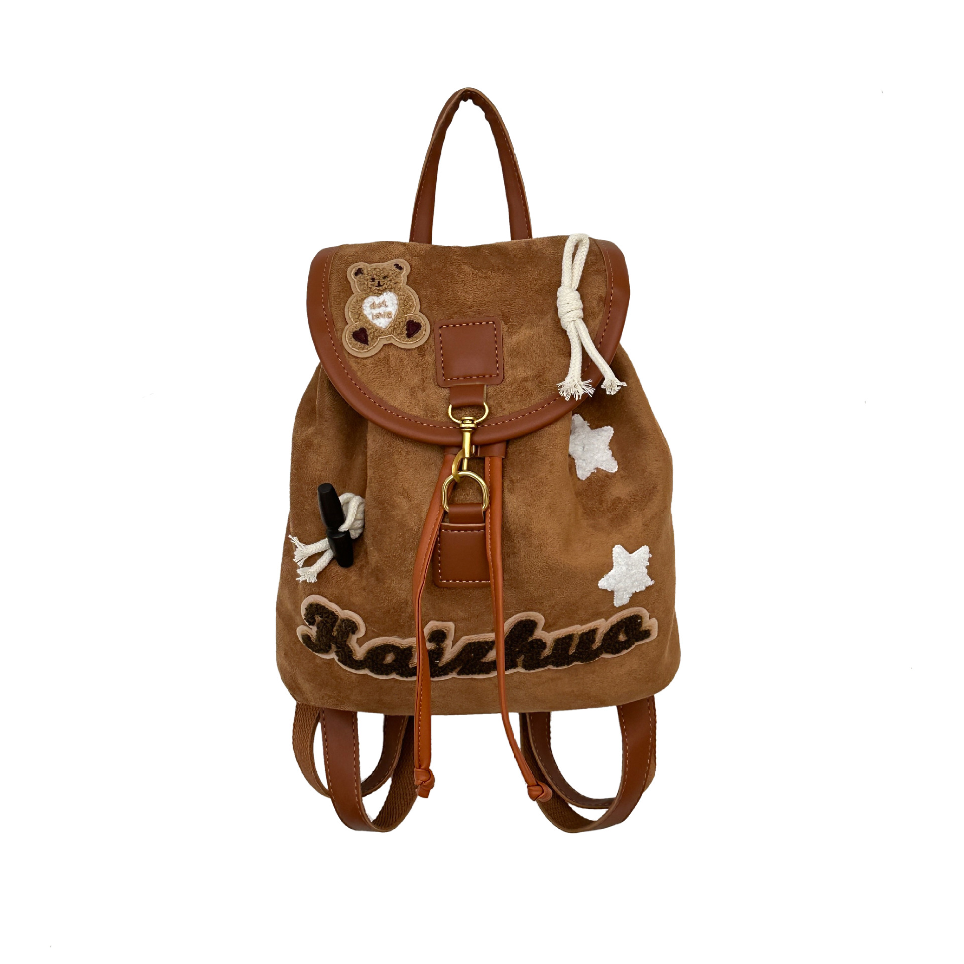 Retro bear backpack for girls, design sense, niche travel small backpack, high-end feel, mini commuting backpack for girls Item Picture
