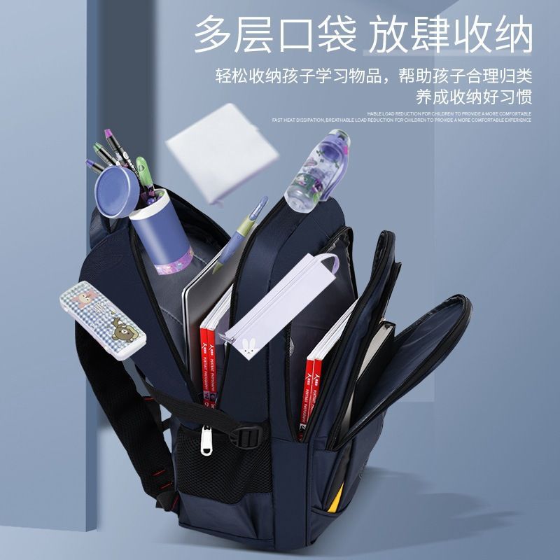 A best-selling foreign trade wholesale schoolbag for primary school students, a large-capacity back-protecting and load-reducing children's backpack for grades 3 to 6 details Picture
