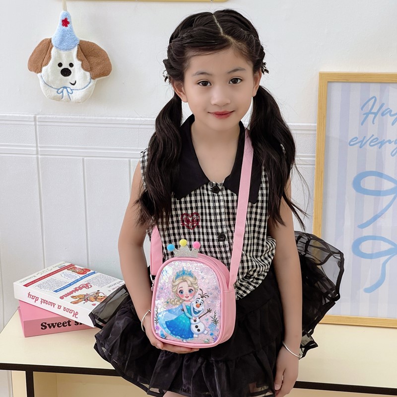 Cute new little girl Aisha children's princess bag, fashionable single-shoulder crossbody bag, cartoon versatile sequined coin purse Application Scenario