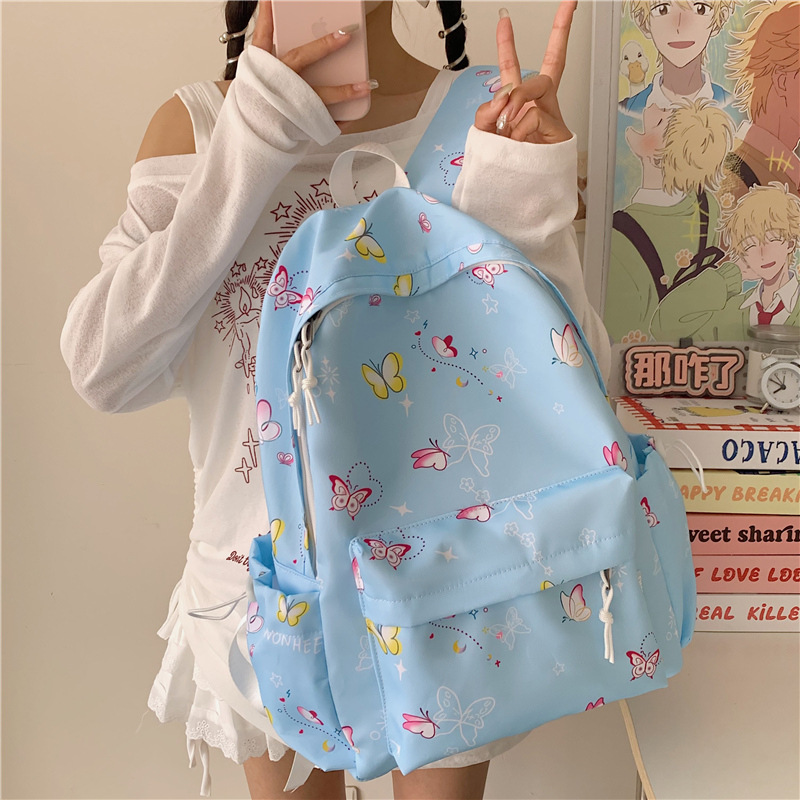 The new forest-themed ins high-appearance-level fresh and sweet candy-colored cute butterfly backpack is a lightweight backpack for girls details Picture