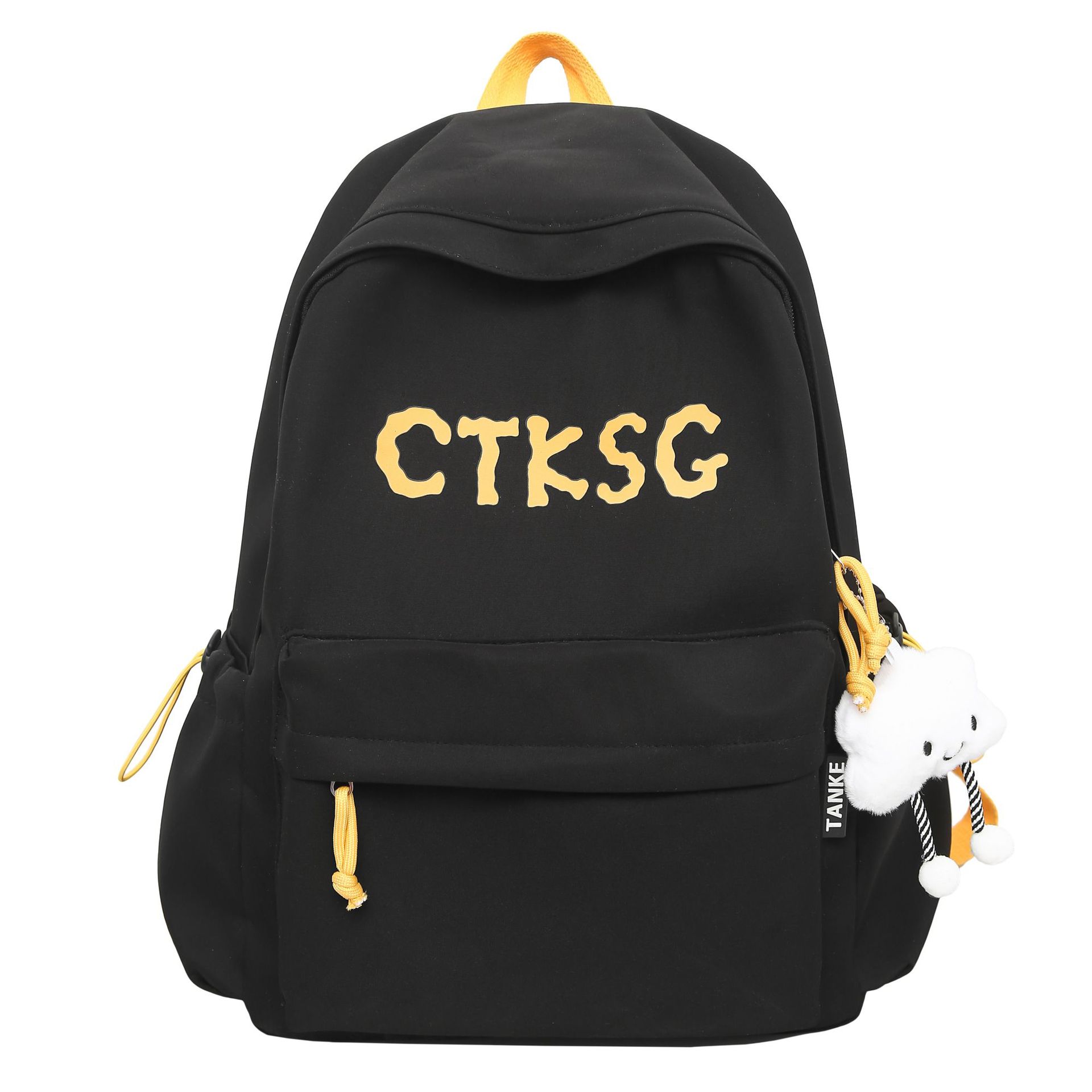 New niche solid-color letter college student schoolbag, retro large-capacity casual and versatile backpack, lightweight travel bag Item Picture