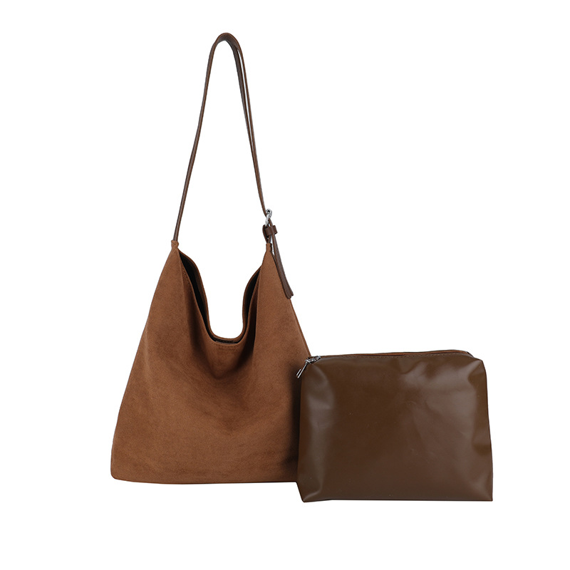Autumn and winter retro suede tote bag 2024 new style, fashionable and casual, large-capacity single-shoulder bag, high-end mother-and-child bag Item Picture