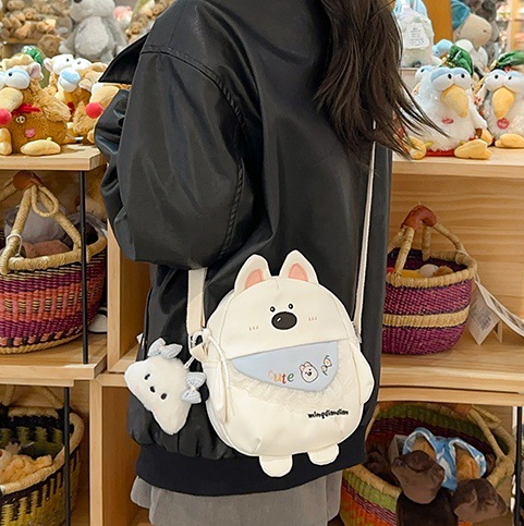 Cute puppy cartoon small bag for girls, ins Japanese style versatile casual single-shoulder student phone bag, girl crossbody bag full figure